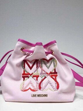 Love Moschino Canvas Love Embroidery Bucket Bag